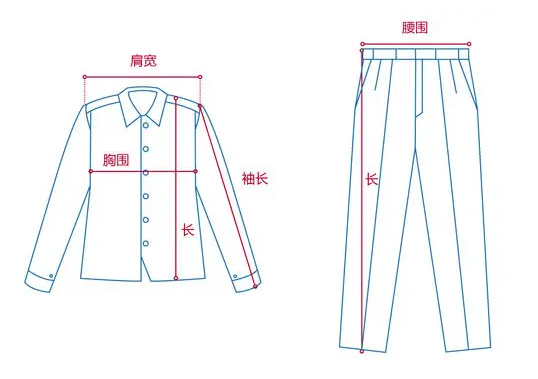 定做工作服測量展示圖，短袖工作服定做，冬季工作服定做